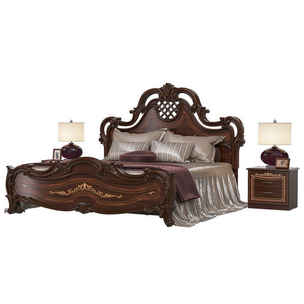 Спальня из кровати и двух прикроватных тумб  Грация коричневого цвета