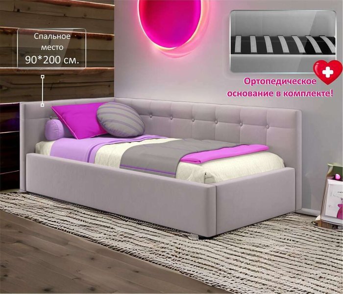 Кровать Bonna 90х200 с подъемным механизмом лилового цвета - купить Кровати для спальни по цене 22990.0
