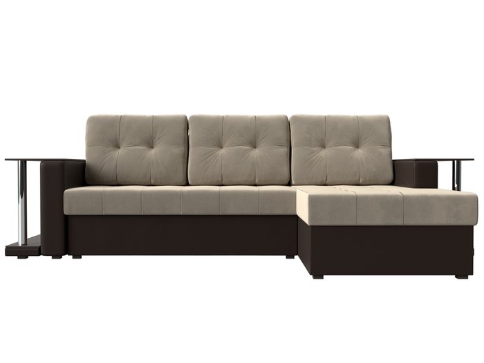 Угловой диван-кровать Даллас бежево-коричневого цвета (ткань\экокожа) - купить Угловые диваны по цене 42690.0