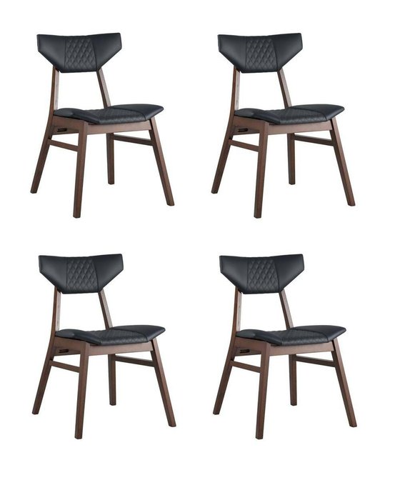 Набор из четырех стульев Tor сине-коричневого цвета