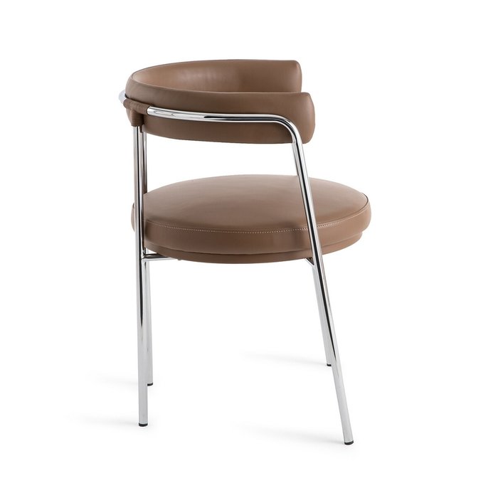 Кресло обеденное кожаное Jubo коричневого цвета - лучшие Обеденные стулья в INMYROOM