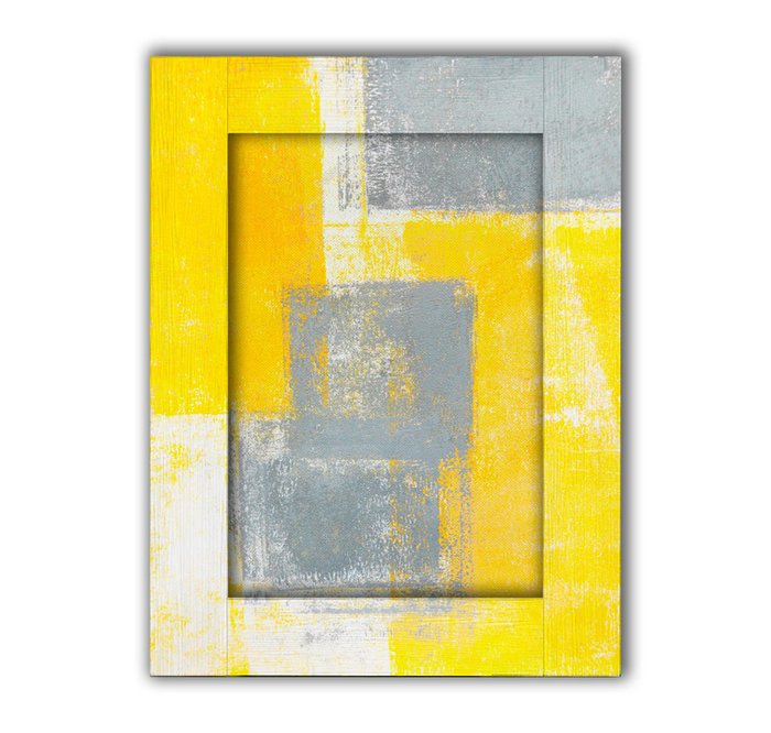 Картина Желтый и серый с Арт рамой 55х45