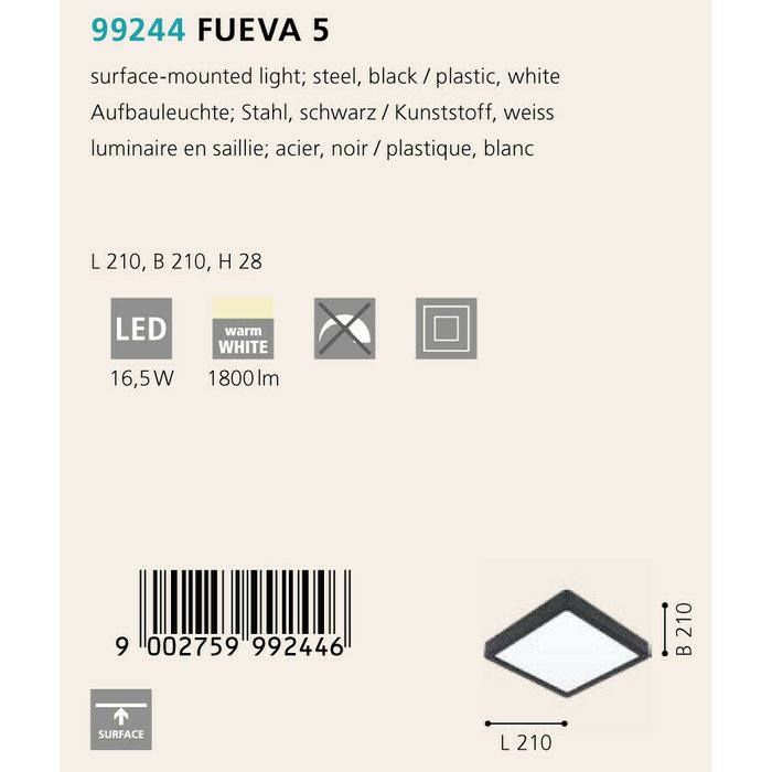 Светильник точечный Eglo Fueva 5 99244 - купить Накладные споты по цене 2790.0