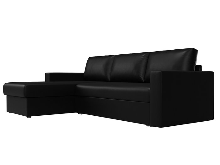 Угловой диван-кровать Траумберг L черного цвета левый угол (экокожа) - лучшие Угловые диваны в INMYROOM