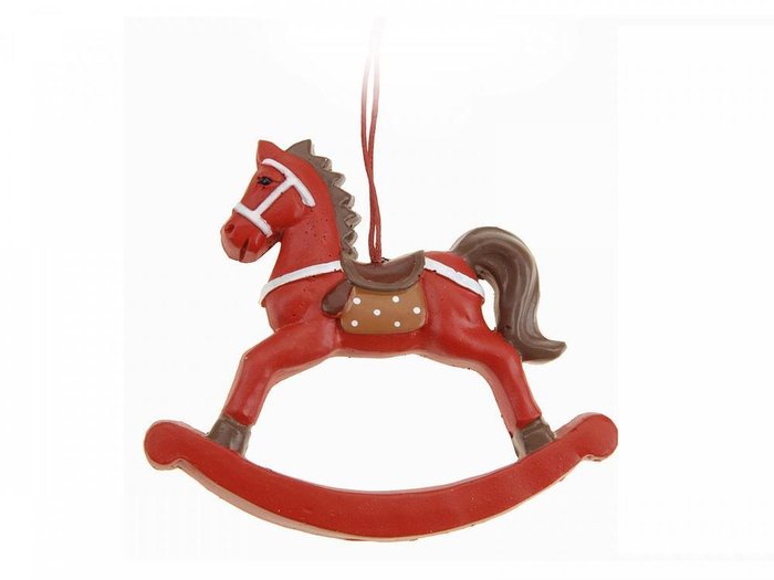 Елочная игрушка Лошадь-качалка красного цвета 