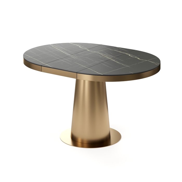 Раздвижной обеденный стол Мирах S с золотым основанием - лучшие Обеденные столы в INMYROOM
