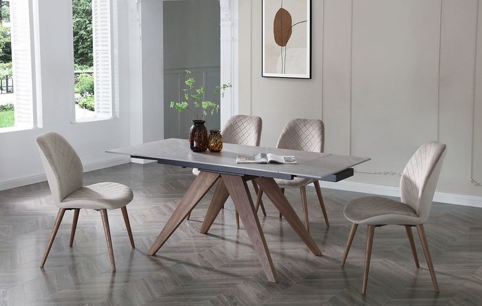 Раскладной обеденный стол Valencia серого цвета - лучшие Обеденные столы в INMYROOM