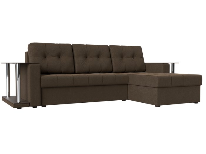 Угловой диван-кровать Даллас коричневого цвета