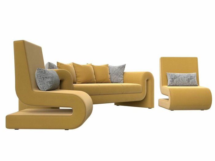 Набор мягкой мебели Волна 1 желтого цвета - лучшие Комплекты мягкой мебели в INMYROOM