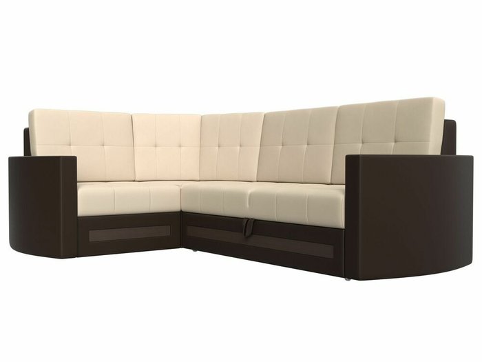 Угловой диван-кровать Белла бежево-коричневого цвета (экокожа) левый угол - лучшие Угловые диваны в INMYROOM