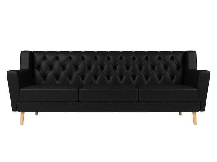 Диван Брайтон Люкс черного цвета (экокожа) - купить Прямые диваны по цене 36999.0