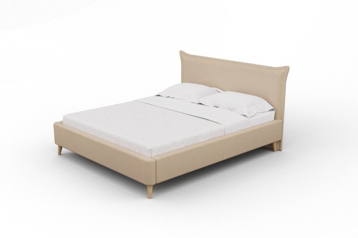 Кровать Олимпия 140x200 на деревянных ножках кремового цвета
