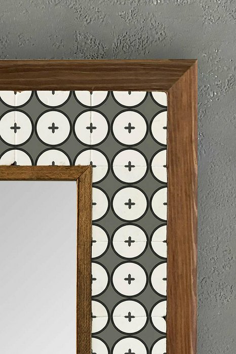 Настенное зеркало 33x33 с каменной мозаикой серо-белого цвета - лучшие Настенные зеркала в INMYROOM