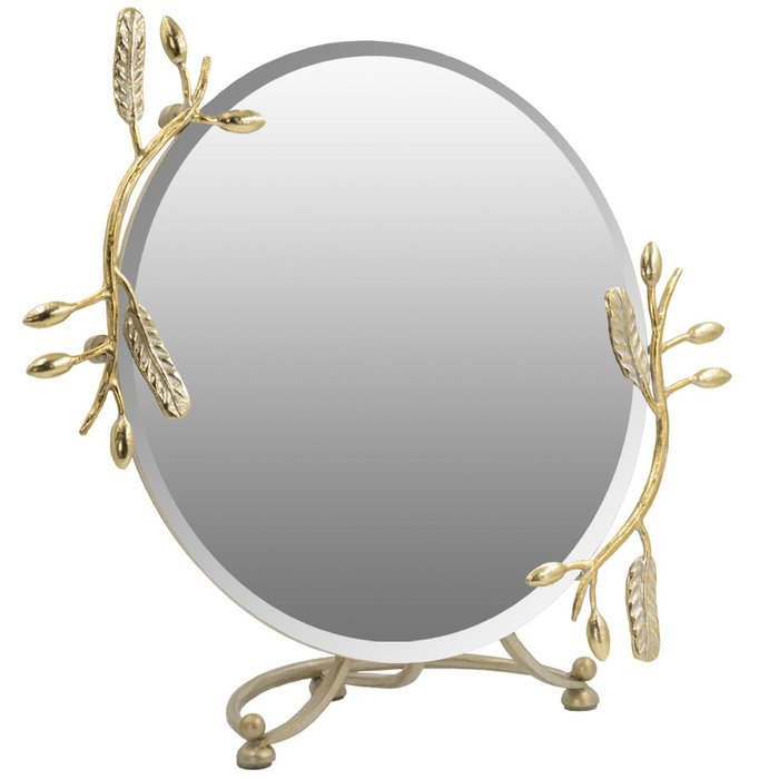 Настольное зеркало Oliva Branch бело-золотого цвета - купить Настольные зеркала по цене 19657.0