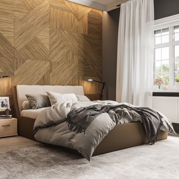 Кровать Гесиона 180х200 серо-коричневого цвета с подъемным механизмом  - лучшие Кровати для спальни в INMYROOM