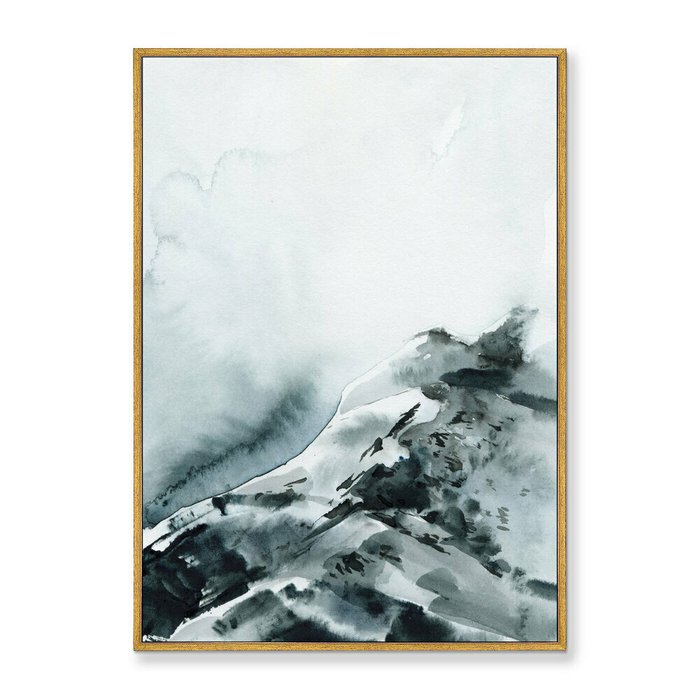 Репродукция картины на холсте Above the snow-covered mountain peak, 2021г. - купить Картины по цене 21999.0