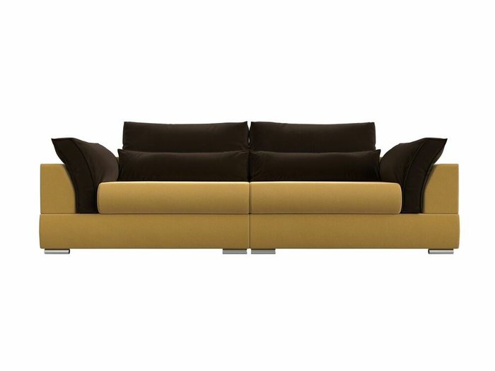 Прямой диван-кровать Пекин желто-коричневого цвета - купить Прямые диваны по цене 76999.0