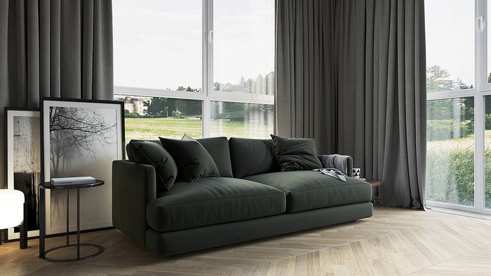 Диван-кровать Ибица темно-серого цвета - купить Прямые диваны по цене 58800.0