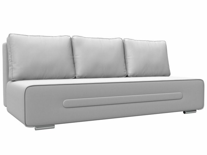Прямой диван-кровать Приам белого цвета (экокожа)