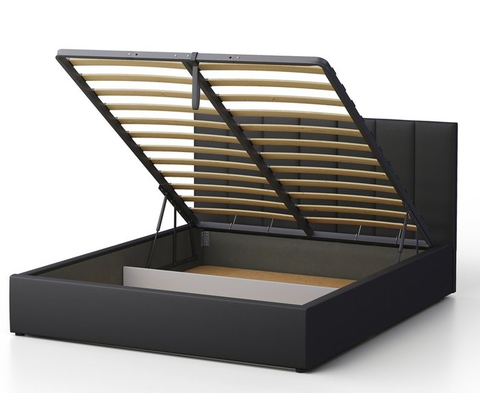 Кровать Венера-3 140х200 черного цвета с подъемным механизмом (экокожа) - лучшие Кровати для спальни в INMYROOM