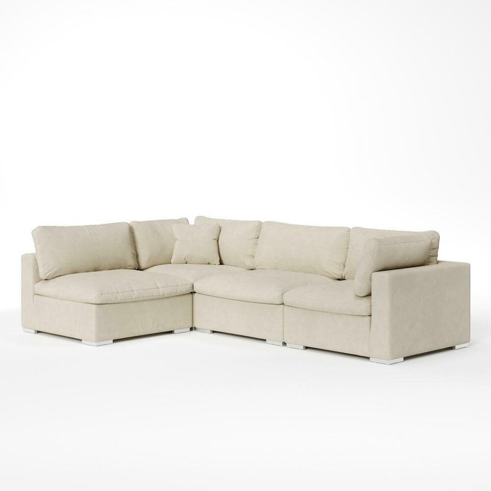 Модульный угловой диван Шерет бело-молочного цвета - лучшие Угловые диваны в INMYROOM