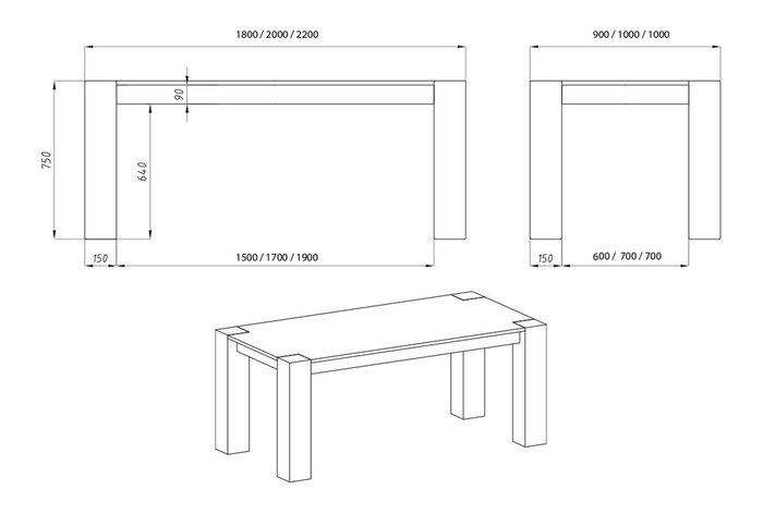 Стол обеденный Берген П-03 100x220 цвета белёный дуб - купить Обеденные столы по цене 89910.0