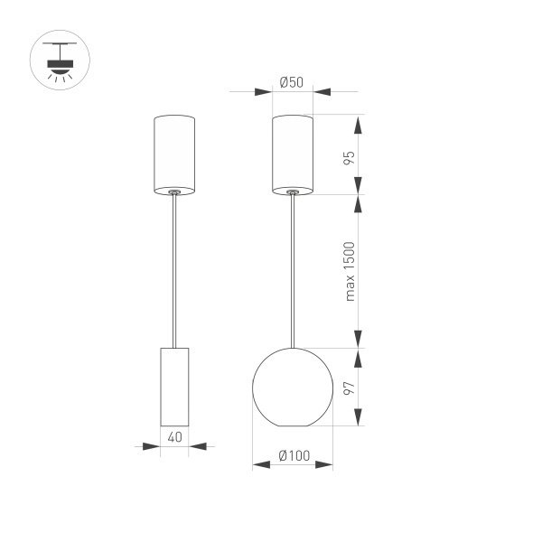 Подвесной светильник Elementa 032767 (алюминий, цвет черный) - купить Подвесные светильники по цене 4502.0