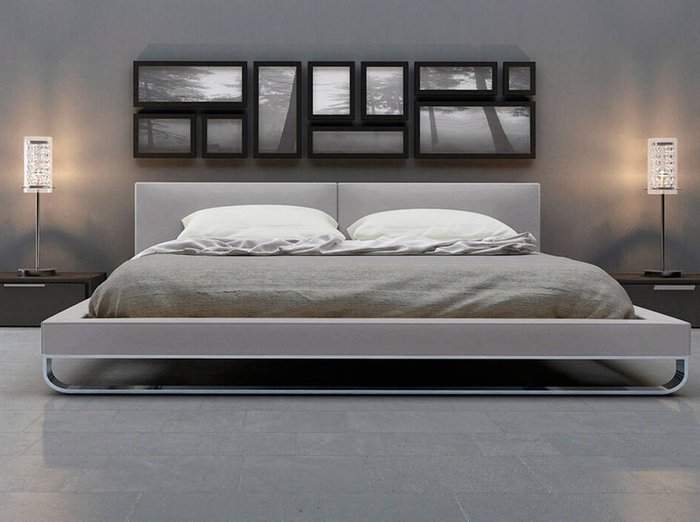 Кровать Color с серо обивкой 180х200 - лучшие Кровати для спальни в INMYROOM