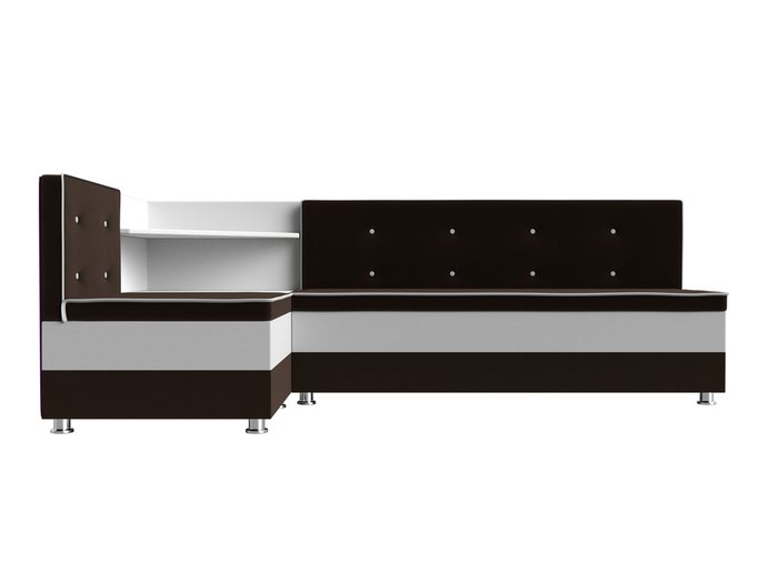 Угловой диван Милан бело-коричневого цвета (экокожа/ткань ) левый угол - купить Угловые диваны по цене 32999.0