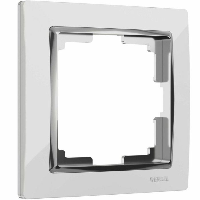 Рамка из пластика на 1 пост Snabb белый/хром W0011901 Рамка из пластика на 1 пост Snabb белый/хром W0011901