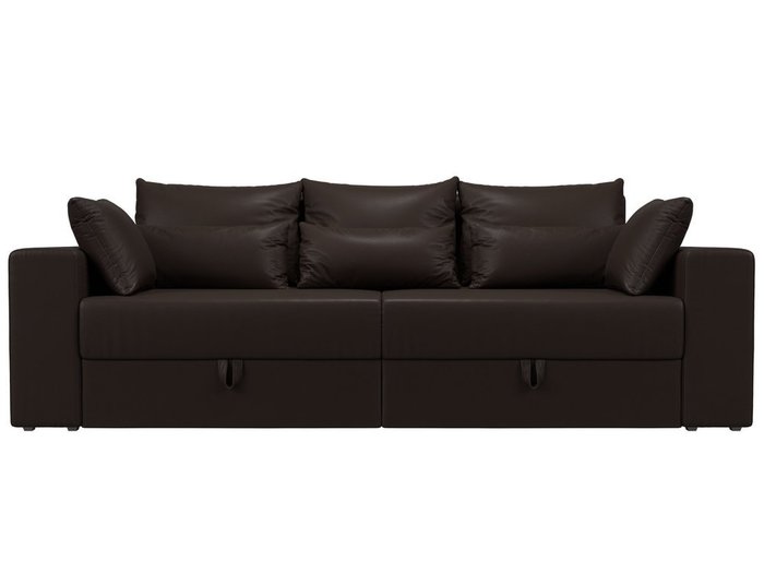 Прямой диван-кровать Мэдисон темно-коричневого цвета (экокожа) - купить Прямые диваны по цене 37990.0
