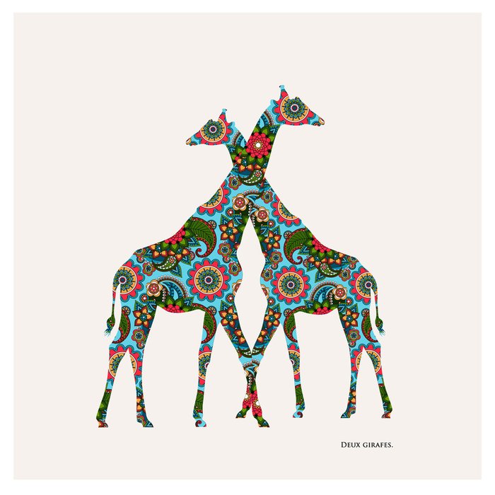 Картина (репродукция, постер): Два жирафа 