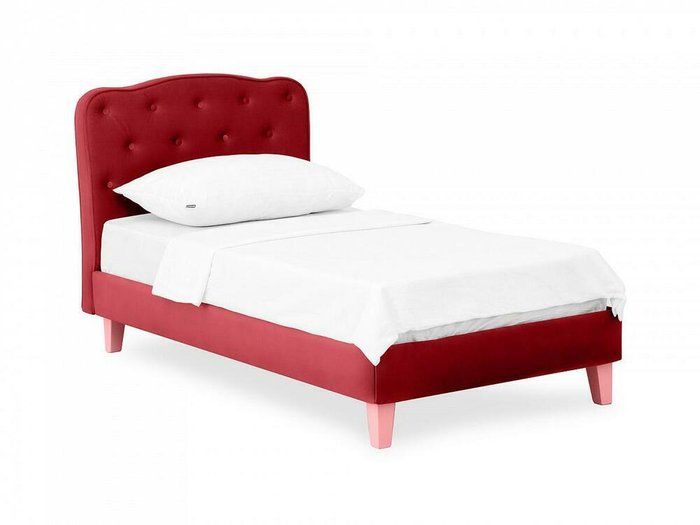 Кровать Candy 80х160 бордового цвета с розовыми ножками