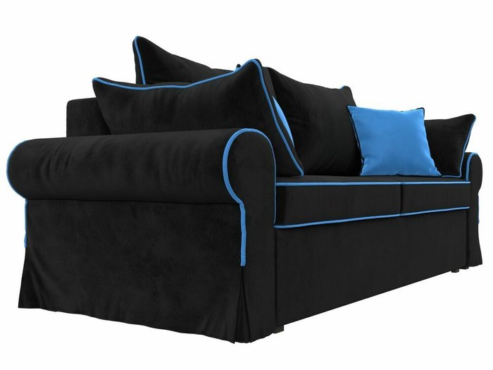 Прямой диван-кровать Элис черного цвета с голубым кантом - лучшие Прямые диваны в INMYROOM