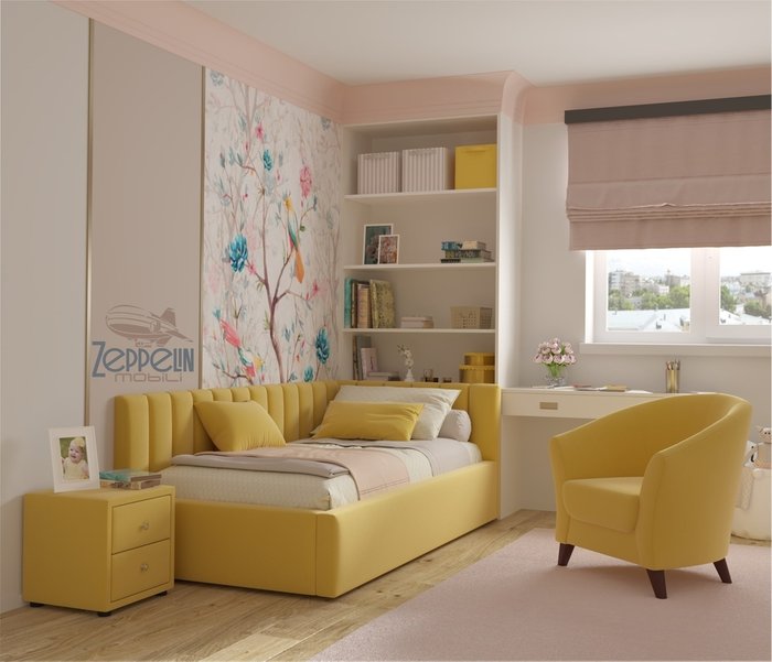 Кровать с подъемным механизмом Milena 90х200 желтого цвета - купить Одноярусные кроватки по цене 22990.0