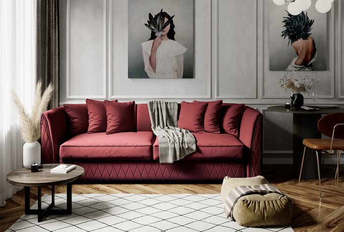 Диван-кровать Marsele бордового цвета - лучшие Прямые диваны в INMYROOM