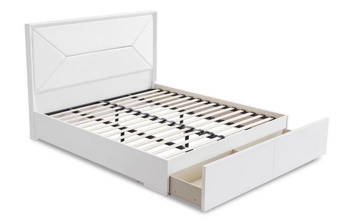 Кровать с выдвижным ящиком Eveline 160х200 белого цвета - лучшие Кровати для спальни в INMYROOM