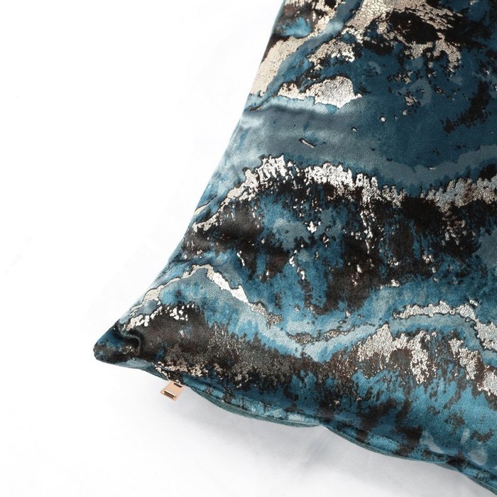 Наволочка Мрамор 45х45 сине-серого цвета - купить Чехлы для подушек по цене 1393.0