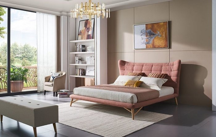 Кровать Venezia 180х200 кораллового цвета Кровать Venezia 180х200 кораллового цвета