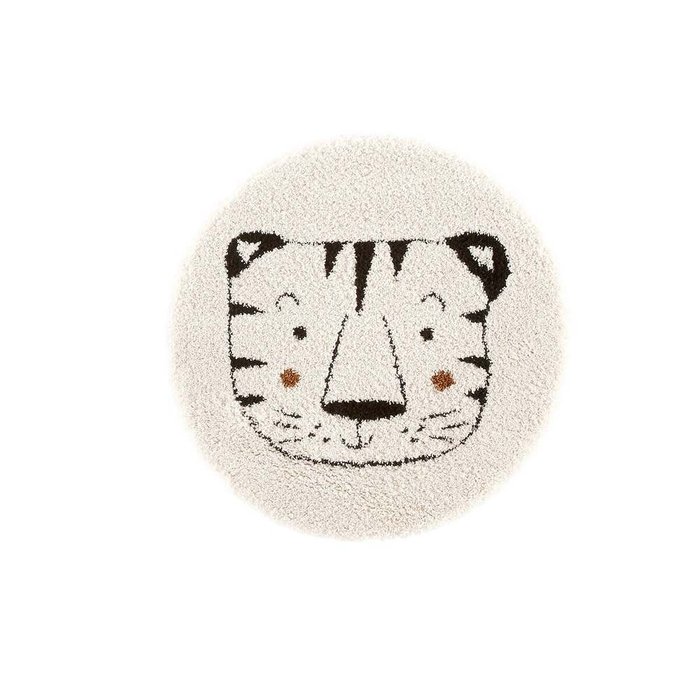Коврик детский круглый с рисунком тигр Lillio 120х120 бежевого цвета
