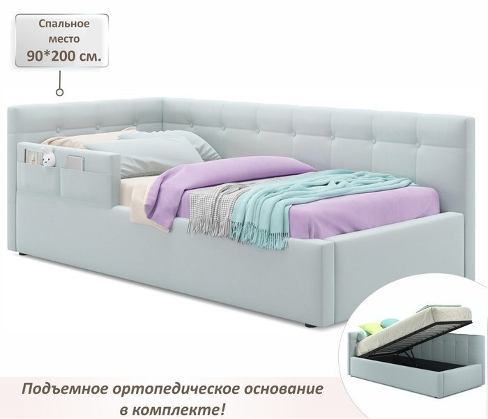 Детская кровать Bonna 90х200 голубого цвета с подъемным механизмом - лучшие Одноярусные кроватки в INMYROOM