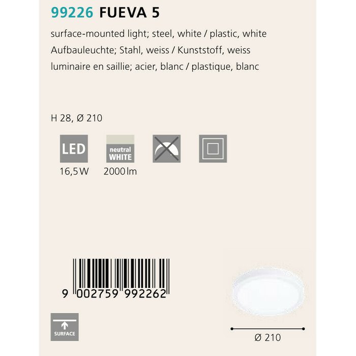 Светильник точечный Eglo Fueva 5 99226 - купить Накладные споты по цене 2790.0