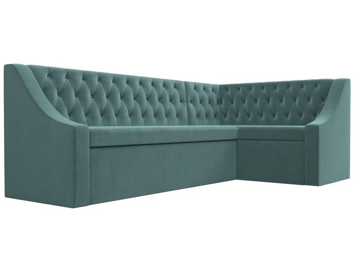 Кухонный угловой диван-кровать Мерлин бирюзового цвета правый угол - лучшие Угловые диваны в INMYROOM