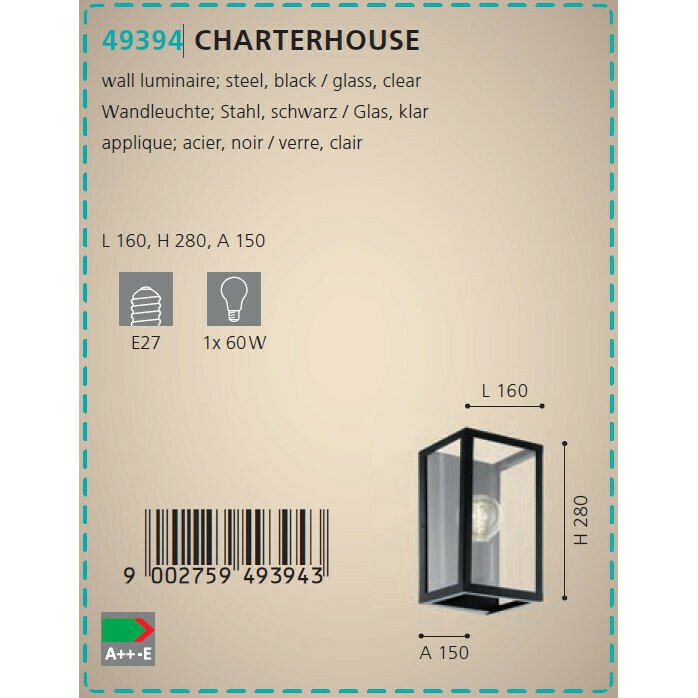 Настенный светильник Eglo Charterhouse 49394 - лучшие Бра и настенные светильники в INMYROOM