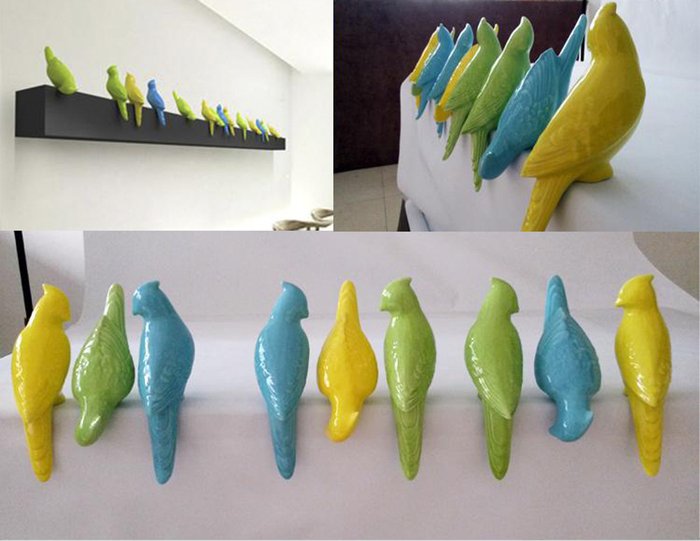 Настенный декор попугайчик Sam 3 зеленого цвета - лучшие Декор стен в INMYROOM