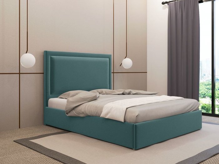 Кровать Юнит 160х200 тёмно-бирюзового цвета с подъемным механизмом