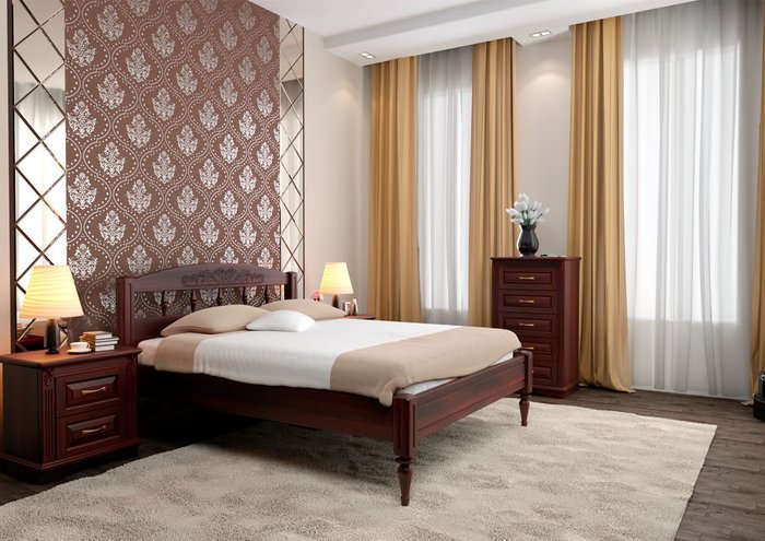 Кровать Флоренция из массива бука серого цвета 150х190 - лучшие Кровати для спальни в INMYROOM