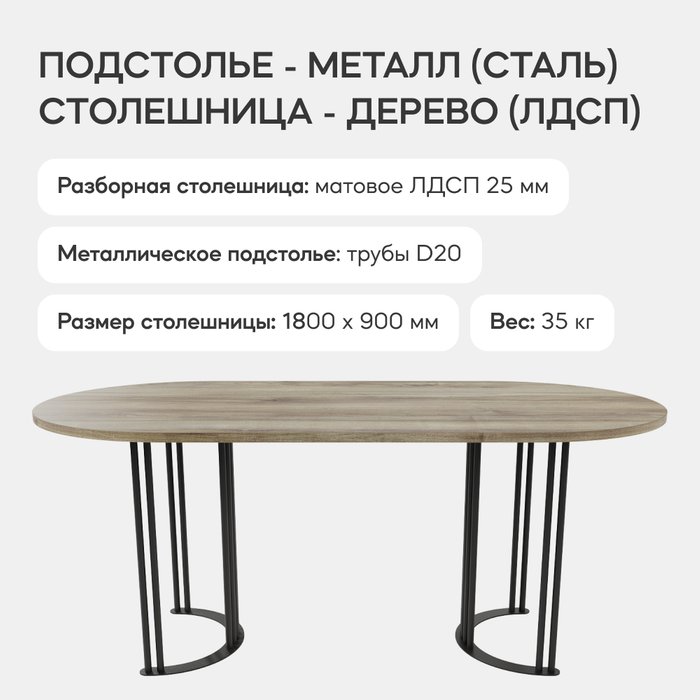 Обеденный стол Violur 180 с металлическим черным подстольем и со столешницей орех - лучшие Обеденные столы в INMYROOM