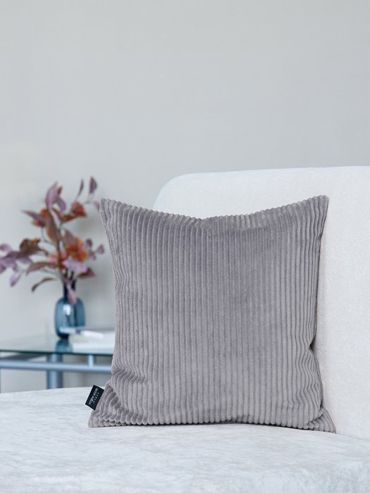 Декоративная подушка Cilium Steel стального цвета   - лучшие Декоративные подушки в INMYROOM