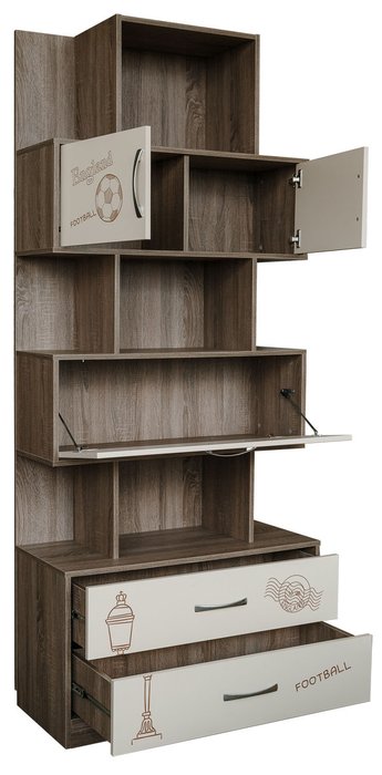 Шкаф комбинированный Бритиш кремово-коричневого цвета - лучшие Книжные шкафы в INMYROOM